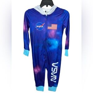 NASA Kids' Astronaut Costume Pajama Hooded Sleeper Blue Size 4/5 NWT
